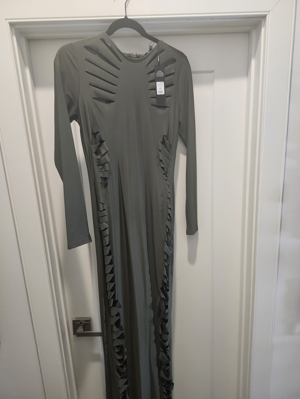 Fashion Nova Olive Green Long Sleeve Cutout Maxi Dress